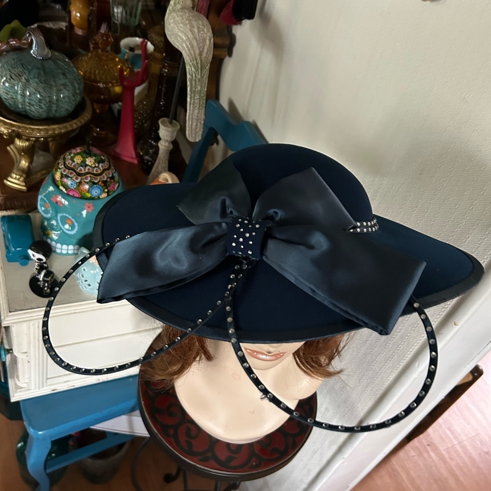 Vintage Cobalt Blue Wide Brim Hat - Picture 4 of 10